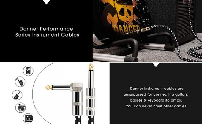 OEM 1M 1/4 inch 6.35mm TS Rechtshoek Instrument Accessoires Bass Versterker Pedal Gitaar Jack Patch Cable 3