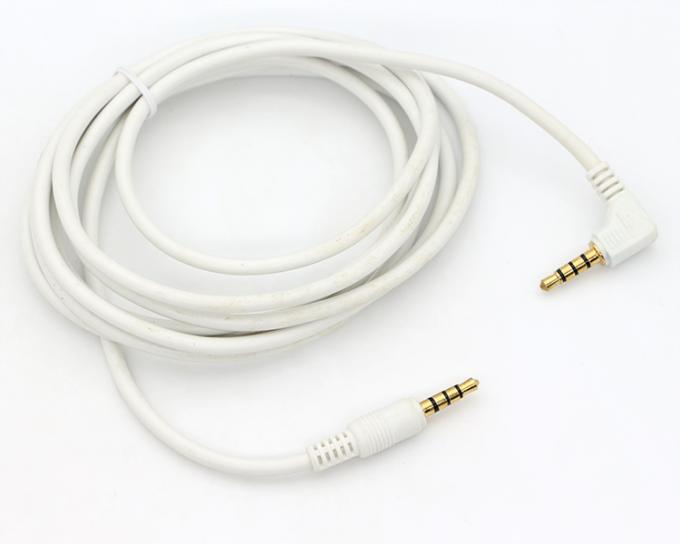 Op maat gemaakt witgoud connector man tot man rechthoek 3,5 mm Jack TRRS Plug Stereo Audio Cable 4