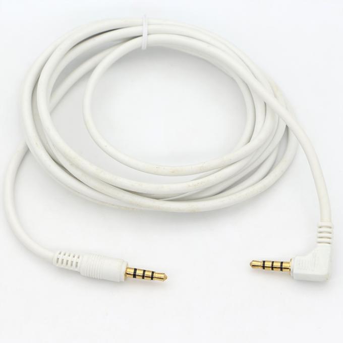 Op maat gemaakt witgoud connector man tot man rechthoek 3,5 mm Jack TRRS Plug Stereo Audio Cable 5