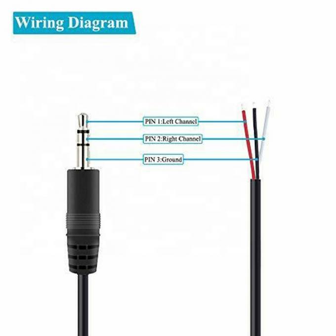 TRS 2 Pole Stereo Audio Jack 3,5 mm Man Plug to Stripped Gelast Naakt Draad Open End Kabel 1