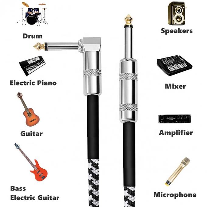 Duurzaam gevlochten rechthoekig tot rechthoekig 3M 10FT 1/4 inch TS Jack Muziekinstrument Elektrisch gitaarkabel 0