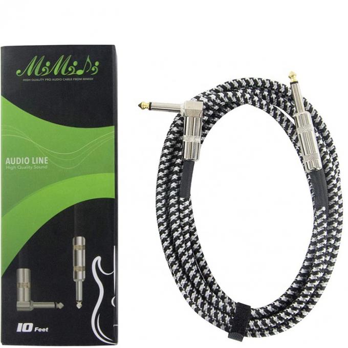 Duurzaam gevlochten rechthoekig tot rechthoekig 3M 10FT 1/4 inch TS Jack Muziekinstrument Elektrisch gitaarkabel 4