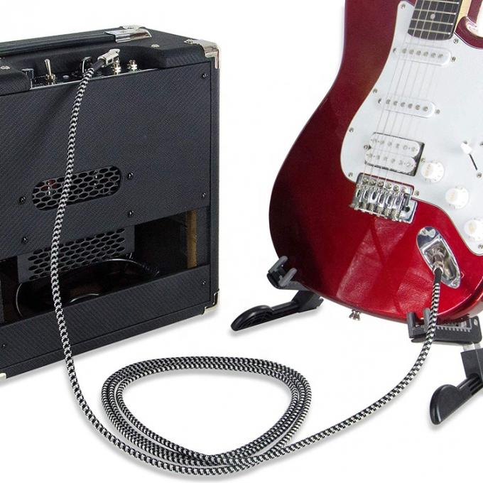 Duurzaam gevlochten rechthoekig tot rechthoekig 3M 10FT 1/4 inch TS Jack Muziekinstrument Elektrisch gitaarkabel 5