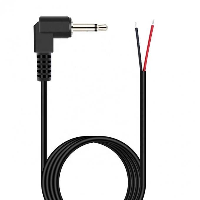 90 graden rechthoek 2 palen TS 3,5 mm stereo audio jack naar gestript pigtail geblokkeerd naakte draad eindkabel 0