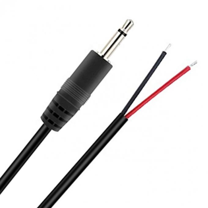 Op maat 2 polen TS 3,5 mm Stereo Audio Mono Jack Man Plug to Stripped Pigtail Tinned Bare Wire End Cable 2