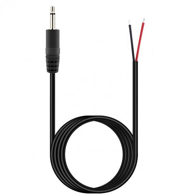 Op maat 2 polen TS 3,5 mm Stereo Audio Mono Jack Man Plug to Stripped Pigtail Tinned Bare Wire End Cable 0