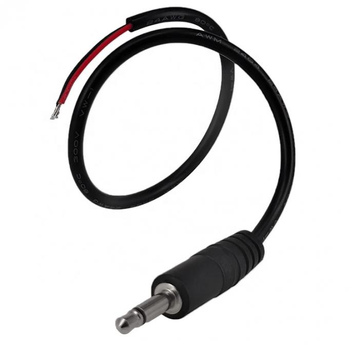 Op maat 2 polen TS 3,5 mm Stereo Audio Mono Jack Man Plug to Stripped Pigtail Tinned Bare Wire End Cable 3