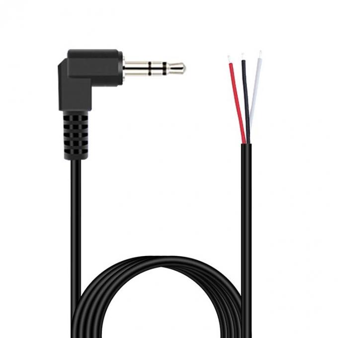 90 graden rechthoek 3 palen TRS 3,5 mm stereo audio jack tot gestript pigtail geblokkeerd naakte draad eindkabel 2