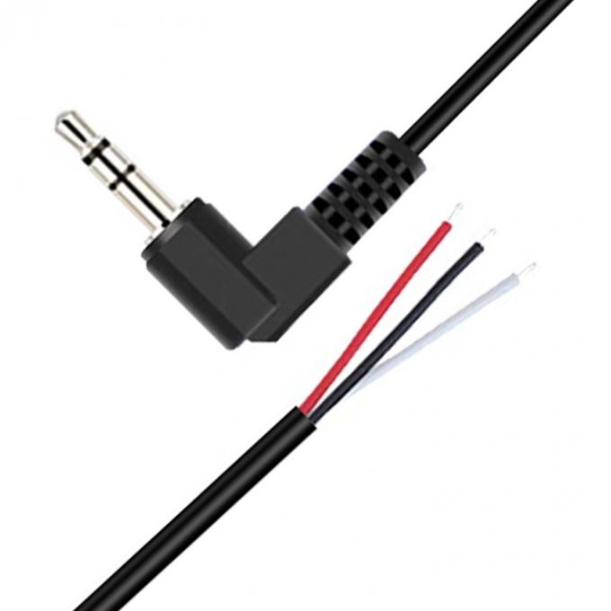 90 graden rechthoek 3 palen TRS 3,5 mm stereo audio jack tot gestript pigtail geblokkeerd naakte draad eindkabel 0