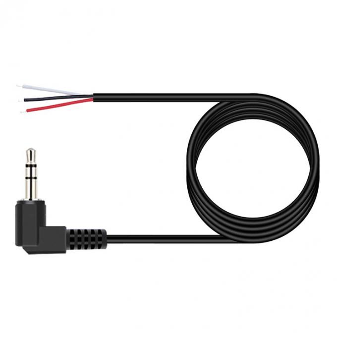 90 graden rechthoek 3 palen TRS 3,5 mm stereo audio jack tot gestript pigtail geblokkeerd naakte draad eindkabel 3