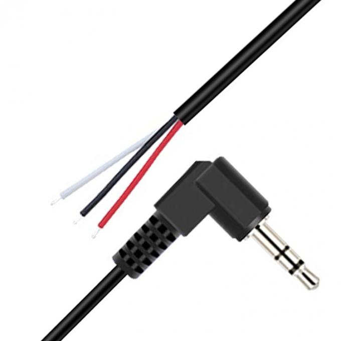 90 graden rechthoek 3 palen TRS 3,5 mm stereo audio jack tot gestript pigtail geblokkeerd naakte draad eindkabel 4