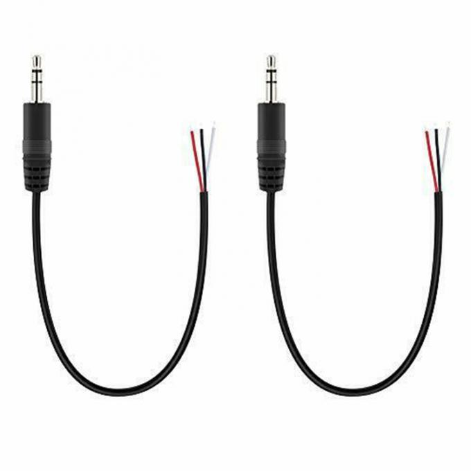Op maat gemaakte 3 polen 3,5 mm stereo audio jack tot gestript pigtail geblokkeerd naakte draad eindkabel 5