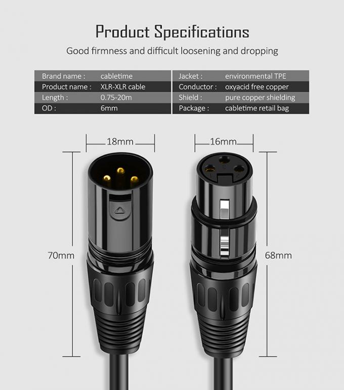 OEM HiFi microfoon microfoon 3 PIN XLR connector Audio Jack Man tot XLR Vrouwelijke DMX-kabel 3