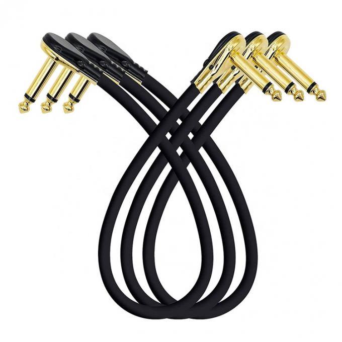 Korte gouden rechthoek Mono TS Jack Instrument Guitar Patch Cable voor Guitar Effects Pedal Board 0