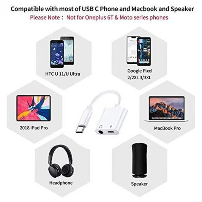 2 in 1 USB C tot 3,5 mm aansluiting AUX Koptelefoon oortelefoon dongle Adapter voor Samsung Note goole pixel 4 4XL 3 3XL 2 2XL 5
