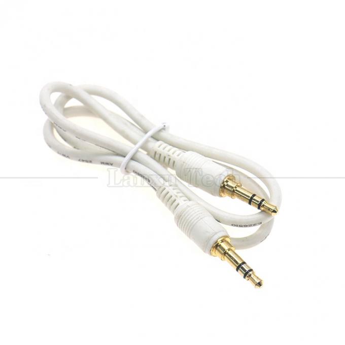 Hoge kwaliteit goud zilver geplatte man tot man 3,5 mm TRS 3 polen stereo jack audio verlengkabel 0