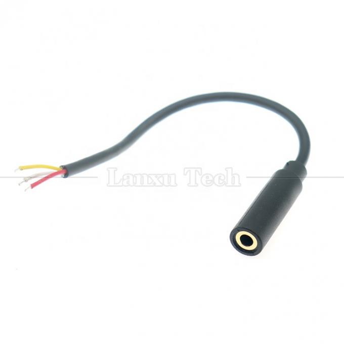 Op maat gemaakte 3,5 mm TRS 3 polen Shield Audio Jack Vrouwelijk tot open Stripped Tinned Bare End Wires Cable 0