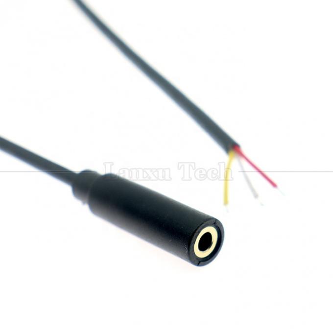 Op maat gemaakte 3,5 mm TRS 3 polen Shield Audio Jack Vrouwelijk tot open Stripped Tinned Bare End Wires Cable 2