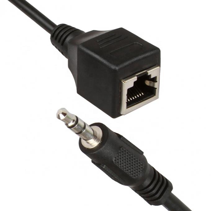 3.5mm Stereo Audio Jack naar RJ45 Female Socket Cat5 Cat6 Cat7 Ethernet Extender Cable 0