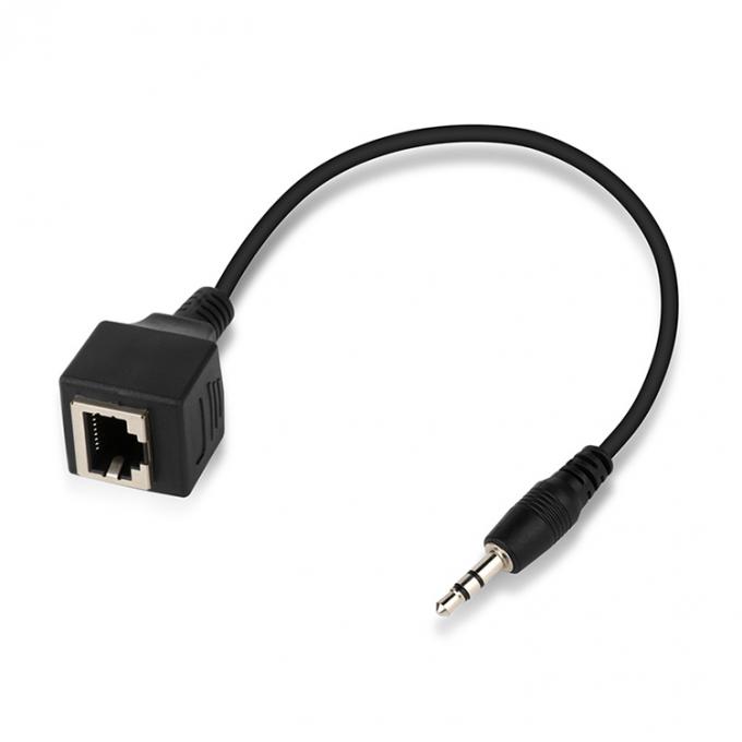 3.5mm Stereo Audio Jack naar RJ45 Female Socket Cat5 Cat6 Cat7 Ethernet Extender Cable 1