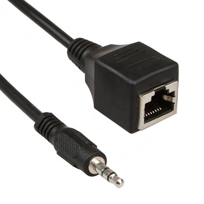 3.5mm Stereo Audio Jack naar RJ45 Female Socket Cat5 Cat6 Cat7 Ethernet Extender Cable 3