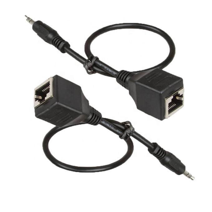 3.5mm Stereo Audio Jack naar RJ45 Female Socket Cat5 Cat6 Cat7 Ethernet Extender Cable 4