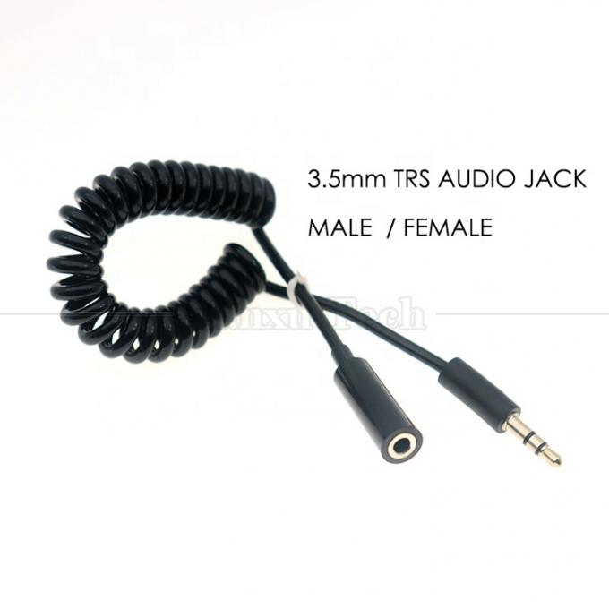 Spring Sprial Coiled Male to Female 3.5mm Jack Aux Stereo Audio Extension Cable voor luidspreker koptelefoon 0