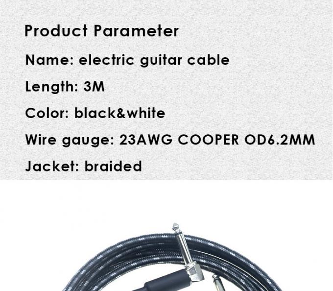 L-vorm 90 graden rechthoek tot rechte Duurzame gevlochten jas 6.35mm Ts Jack Instrument Elektro-gitaar patch Audio kabel 0