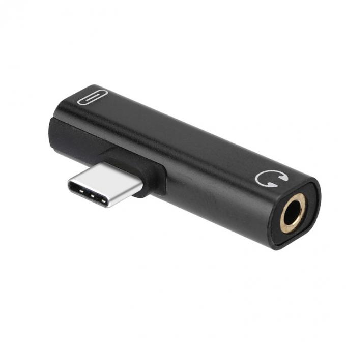 2 in 1 USB Type C tot 3,5 mm Jack PD Charging Headphone Audio Adapter 3