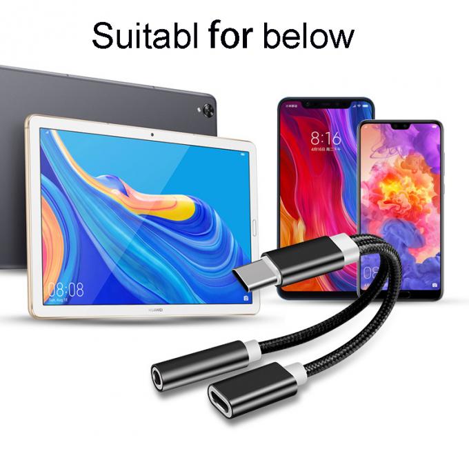 2 in 1 Type C tot 3,5 mm Charger Koptelefoon Audio Jack USB C kabel Draagbare Type-C tot 3,5 mm Connector Adapter voor mobiele telefoon 6