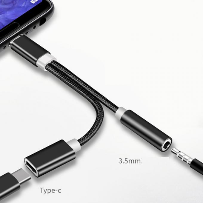 2 in 1 Type C tot 3,5 mm Charger Koptelefoon Audio Jack USB C kabel Draagbare Type-C tot 3,5 mm Connector Adapter voor mobiele telefoon 3