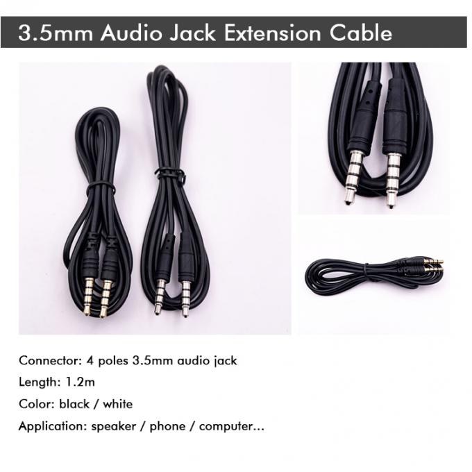 Voorraad Man tot Man 3,5 mm 4 Poles Stereo Jack Microphone Audio Extension Cable voor oortelefoon Computer luidspreker 1