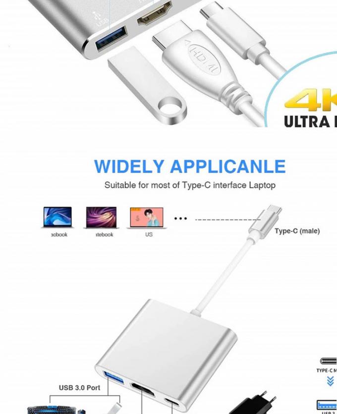 3 in 1 PD opladen 4K 1080P USB Type C OTG Docking Station Hub Adapter 2