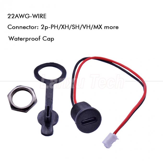 Waterdichte dop USB Type C Vrouwelijke stopcontact aansluiting voor 2 pinnen PH 2.0 XH 2.54 SH1.0 VH ZH MX connector kabel 0