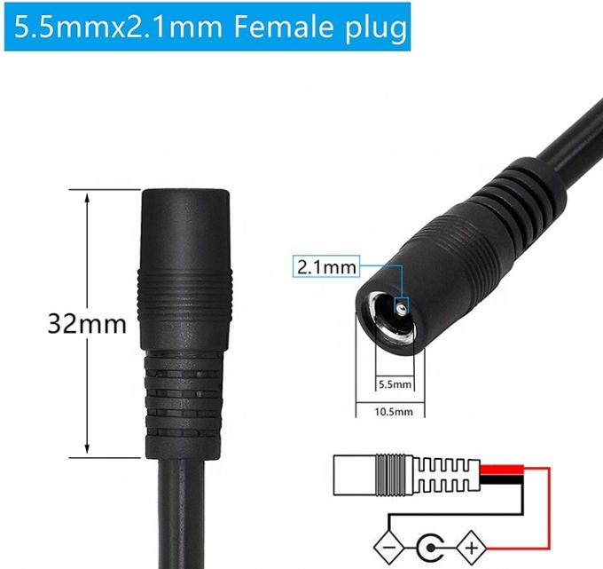 1M 2M 3M DC Supply Input Barrel Jack 2.1x5.5mm Mannelijk Vrouwelijk Socket naar Open Pigtail DC Power Cable 3