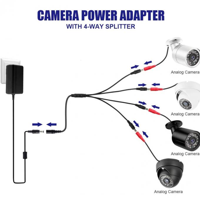 1 tot 4 manieren 1 Vrouw tot 4 Man 5,5x2,1 mm DC stroomvoorziening Splitter kabel voor CCTV Camera LED 5