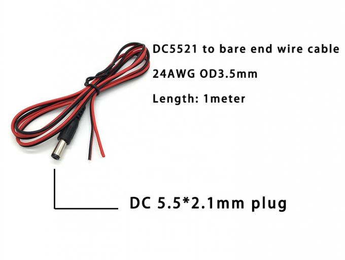Rood Zwart DC Man 5,5x2,1 mm Lood Jack tot ontdaan Open Bare End Gelast Draadkabel 1