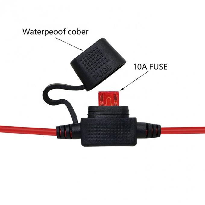 10A Fuse DC Jack 5.5x2.1mm naar SAE Plug Power Extension Cable voor motorfiets zonnepaneeloplader 2