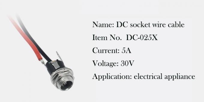 Panel Mount Draad DC Socket Vrouwelijke Jack 5.5x2.1mm tot 2 Draden Open Pigtail End Cable 1