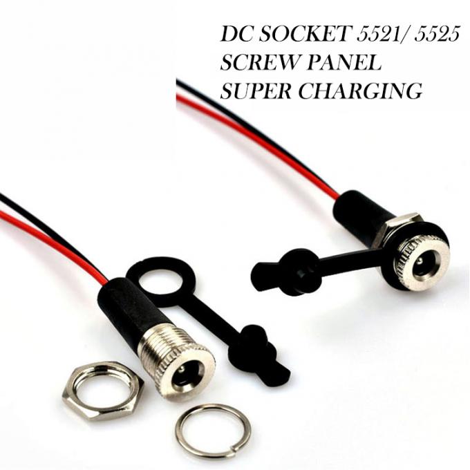 Panel Mount Draad DC Socket Vrouwelijke Jack 5.5x2.1mm tot 2 Draden Open Pigtail End Cable 3