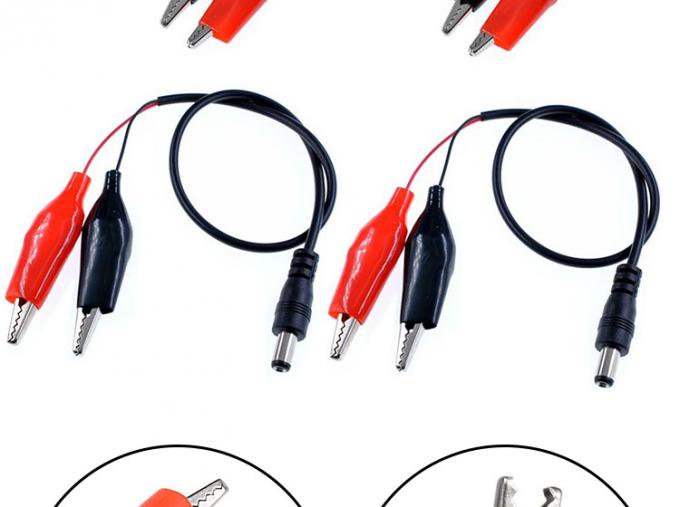 30 cm DC 5.5x2.1mm Mannelijk Vrouwelijk tot Dubbele Alligator Clips Stroomvoorziening DC Kabel 1