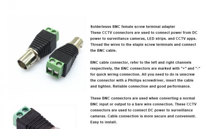 Solderloze schroefterminal BNC Vrouwelijke mannelijke connector adapter voor CCTV camera monitor video recorder 0