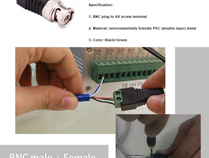 Solderloze schroefterminal BNC Vrouwelijke mannelijke connector adapter voor CCTV camera monitor video recorder 1