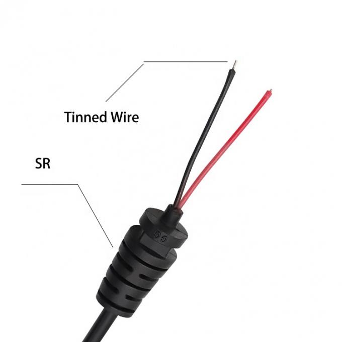CUSTOM DC Barrel Jack Man 2.1X5.5mm tot Stripped Tined Wire Pigtail Bare End Cable met SR Grommet 2