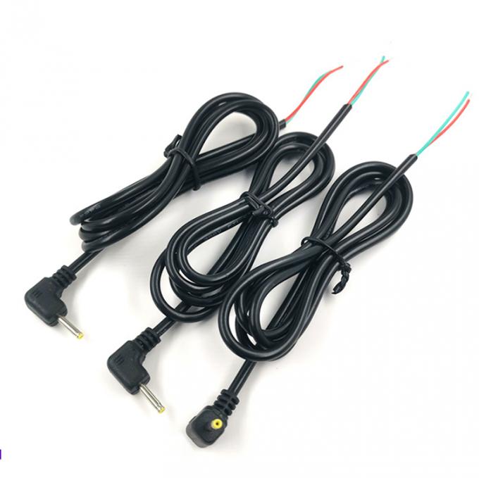 Custom 90 graden hoek DC vat Jack 2.5x0.7mm tot gestript gebrandlood naakte draad eindkabel 1
