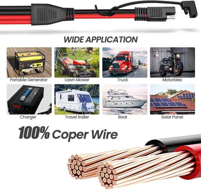 14AWG SAE DC Power Automotive Connector Cable Y Splitter 1 tot 2 SAE Verlengkabel voor RV Caravan Zonnepanelen Batterij opladen 5