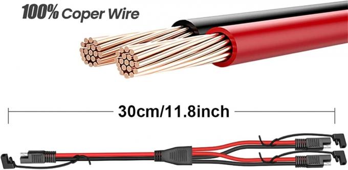 14AWG SAE DC Power Automotive Connector Cable Y Splitter 1 tot 2 SAE Verlengkabel voor RV Caravan Zonnepanelen Batterij opladen 3