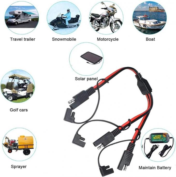 14AWG SAE DC Power Automotive Connector Cable Y Splitter 1 tot 2 SAE Verlengkabel voor RV Caravan Zonnepanelen Batterij opladen 6