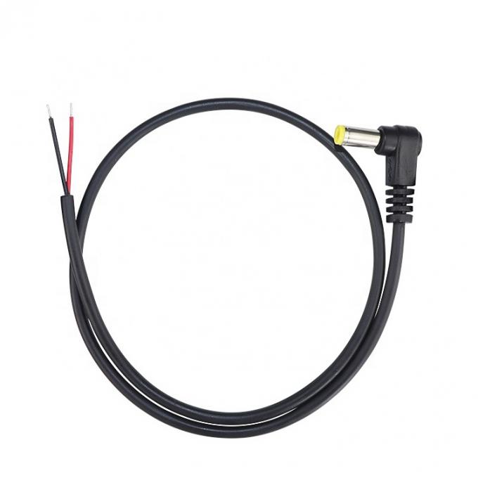 90 graden Hoek Mannelijk DC 2.1x5.5 ton Jack om te openen Stripped Gelast Draad Bare End Cable 1