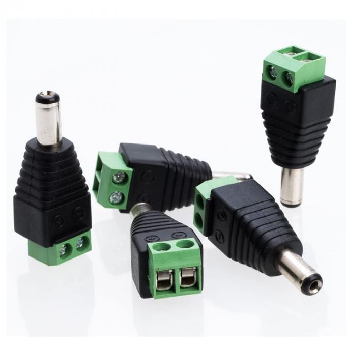 Solderloze 12v 24v 5.5x2.5mm 5.5x2.1mm Mannelijke DC-stroom aansluiting Jack Adapter voor CCTV-camera Led Strip Lights 4